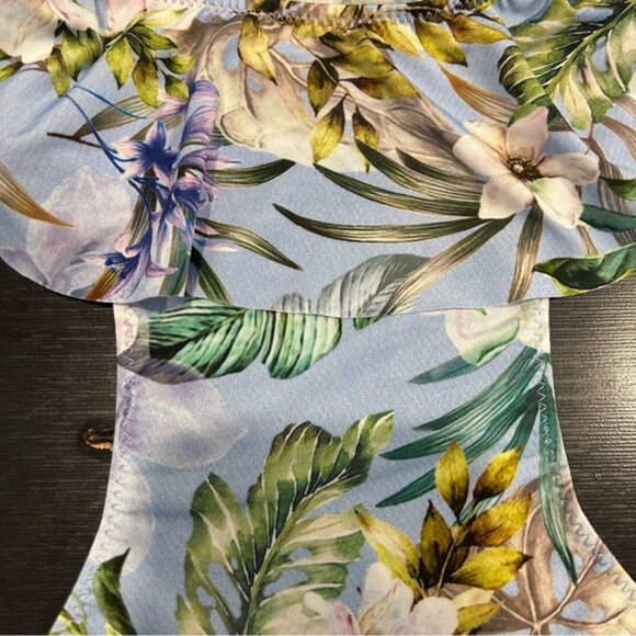 Calzedonia Baby Sea Trikini Swimsuit Floral Palm Print Bikini Bathing Suit Blue - Picture 3 of 6